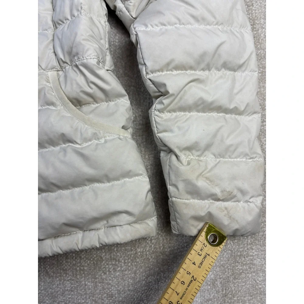 The North Face Girls Puffer Jacket Cream Hooded Quilted Coat Size M 10/12